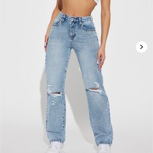 Women's Light Blue Distressed Jeans